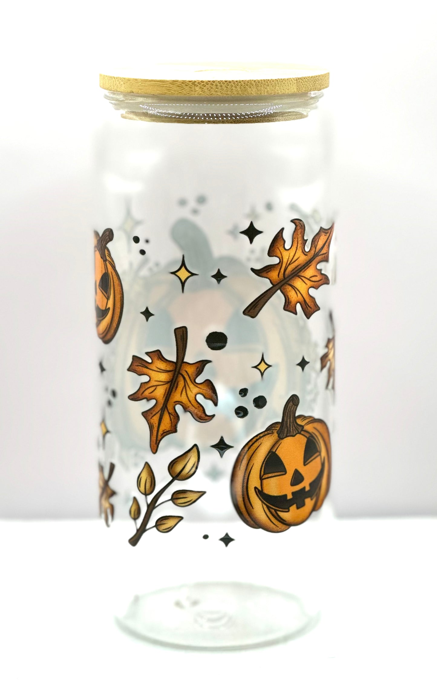 Pumpkin Glass Cup w/ Lid