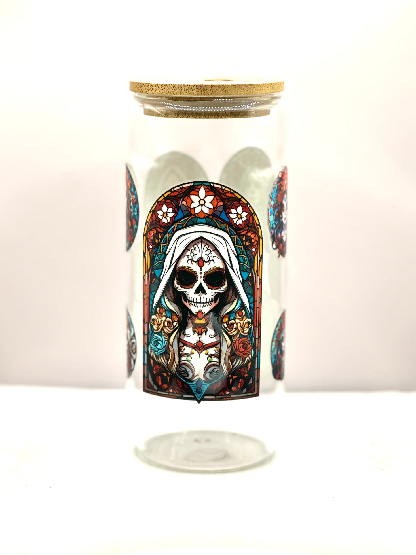 Day of the Dead Glass Cup w/ Lid