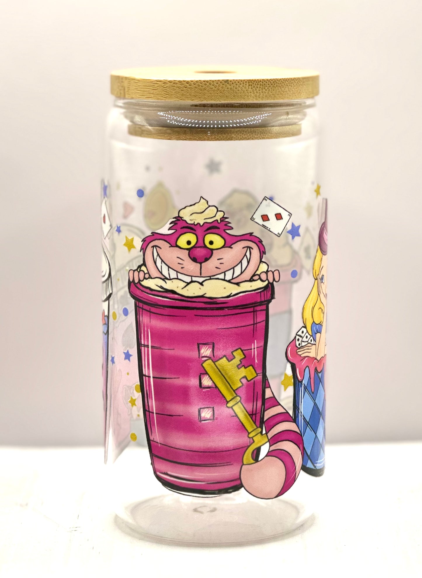 Wonderland Glass Cup w/ Lid