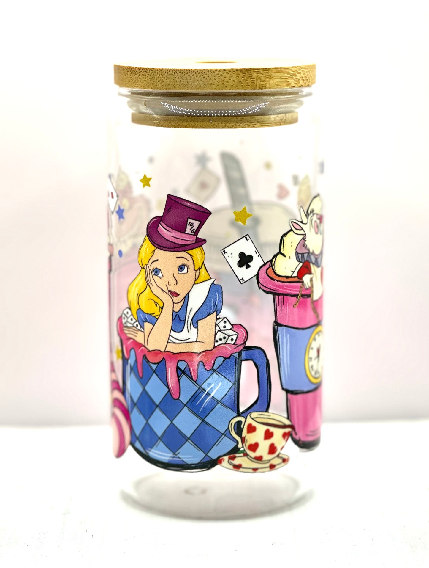 Wonderland Glass Cup w/ Lid