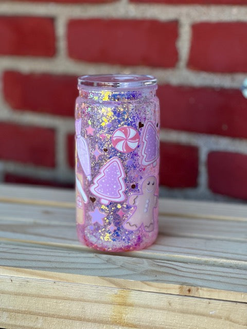 Christmas Cookie Snow Globe Cup w/ Lid