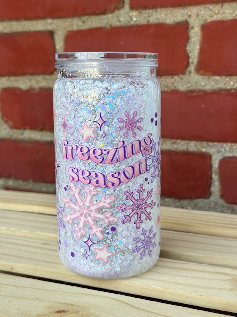 Freezing Season Snow Globe Cup w/ Lid