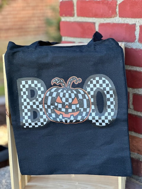 'Boo' Checkered Trick-or-Treat Tote