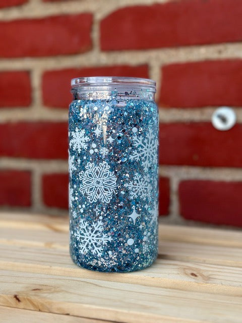 Snowflakes Snow Globe Cup w/ Lid